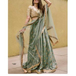 Pista Green Satin Silk Lehenga and Dupatta